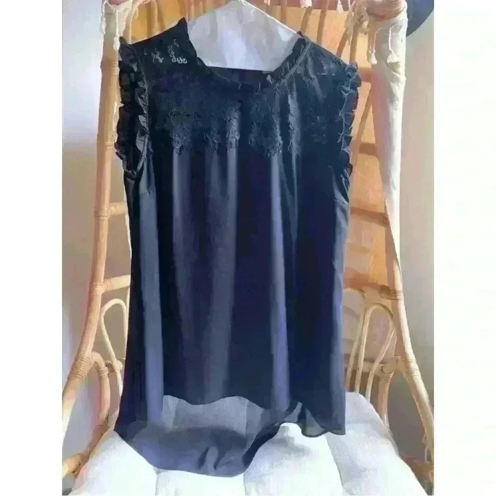 City chic sheer, black, high neck, sleeveless tunic. Size XXS/12.